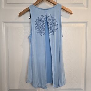 Mira Rae Women's Split Back Mandela Flower Graphic Tank Top Size XS